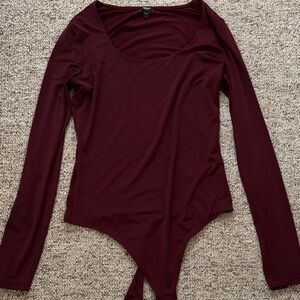 Express Deep Burgundy Long Sleeve Bodysuit